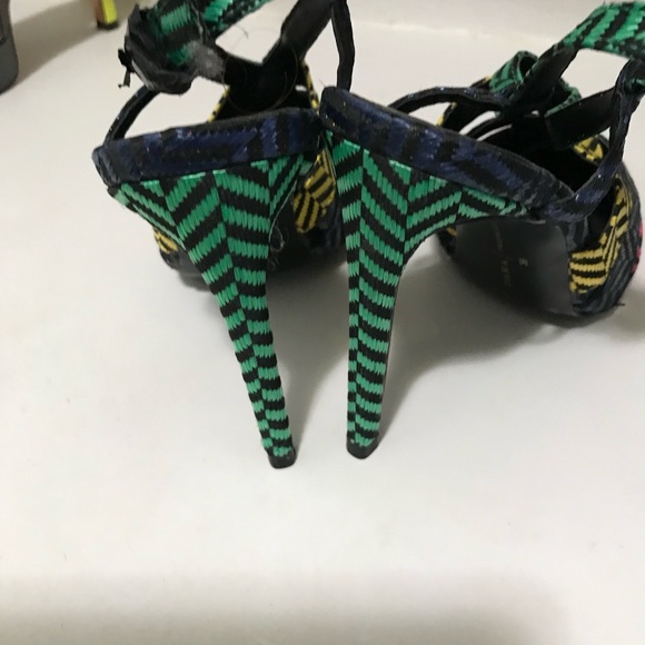 Multi color high heels sling backs shoes - Picture 9 of 11